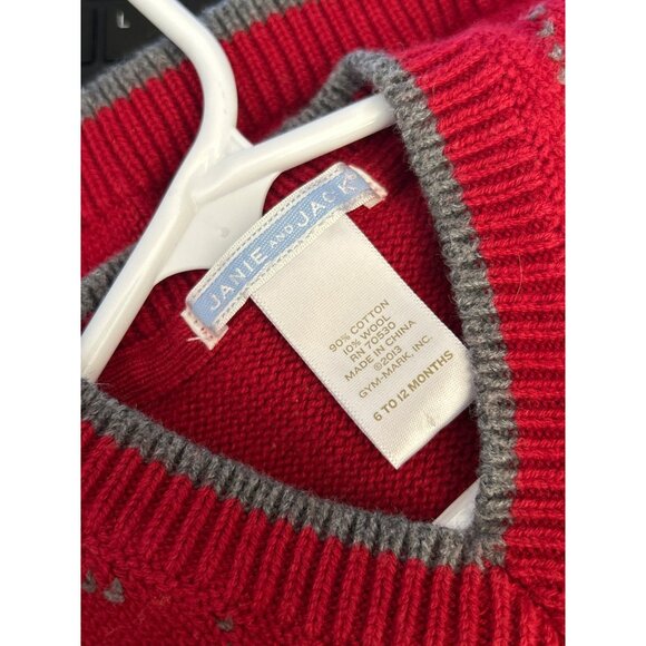 Janie & Jack Infant Red Argyle Sweater Vest 6-12M Preppy Holiday Academia - Picture 3 of 3